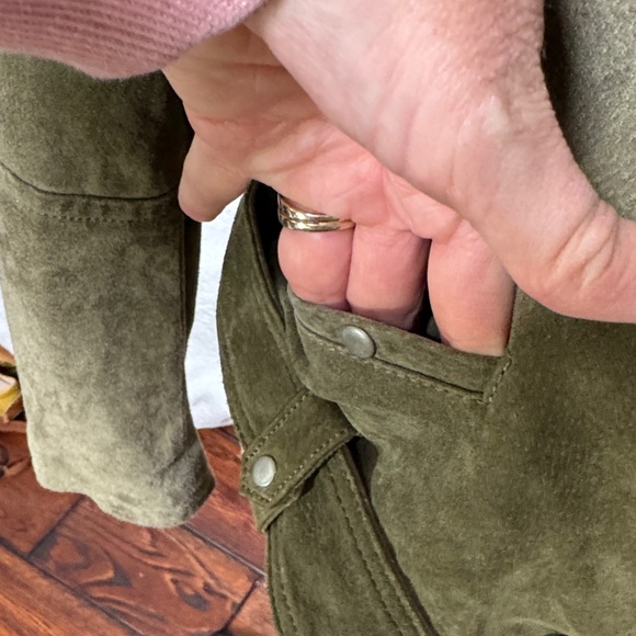 Blank NYC Backhanded Olive Green Suede Leather Moto Jacket - Medium - Picture 6 of 11